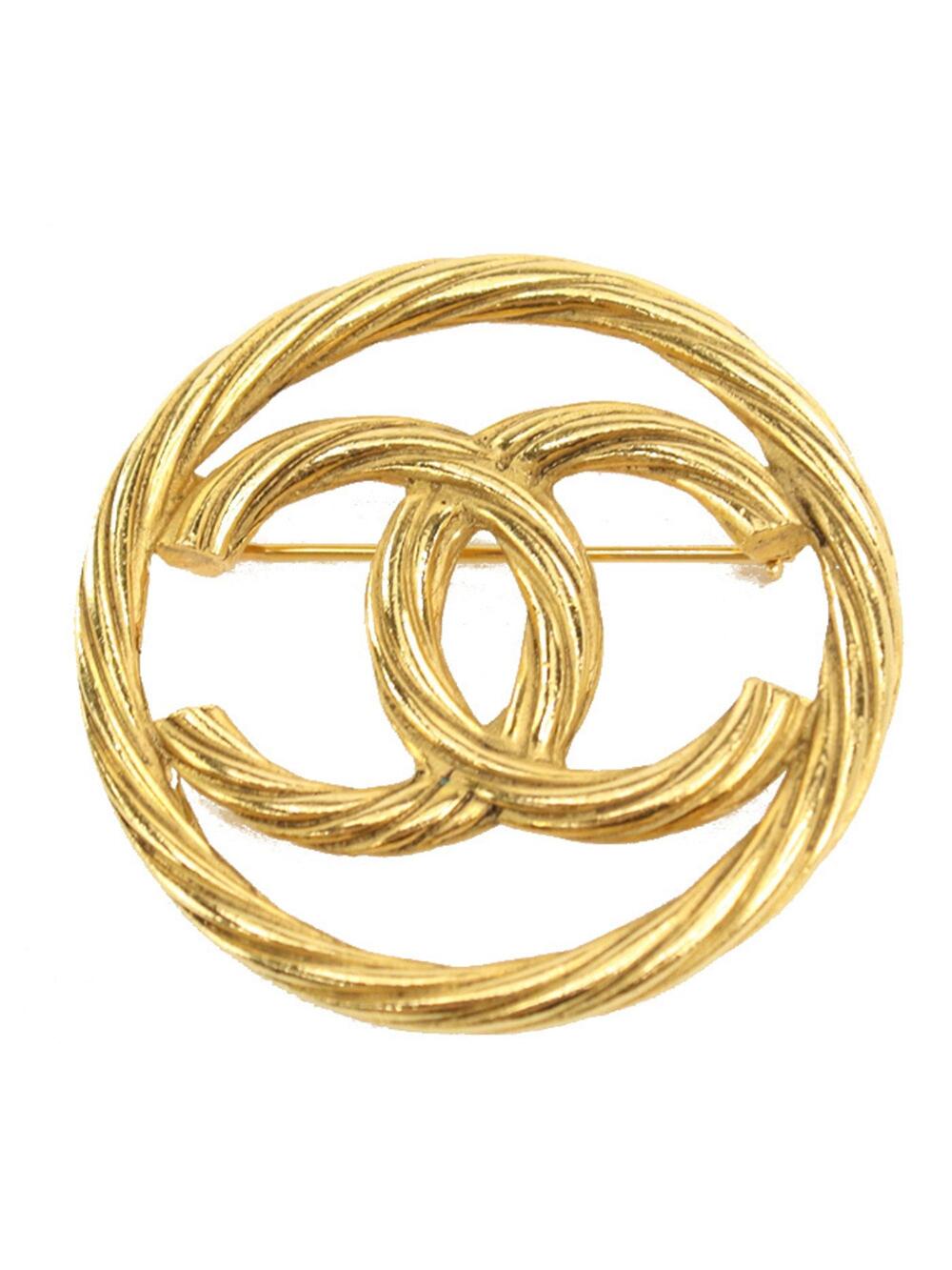 Chanel Cc Logo Brooch Gold-Tone Metal #287837C76B